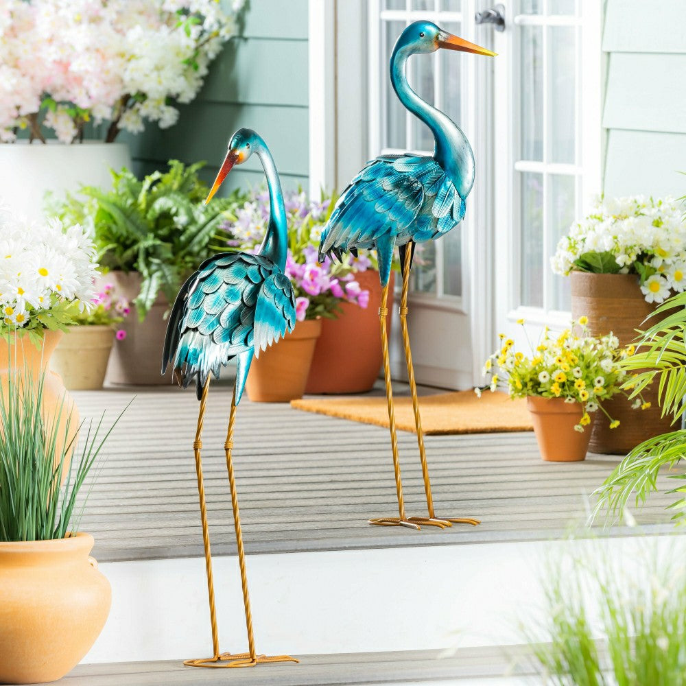 35" Metal Blue Heron Pair | Plow & Hearth