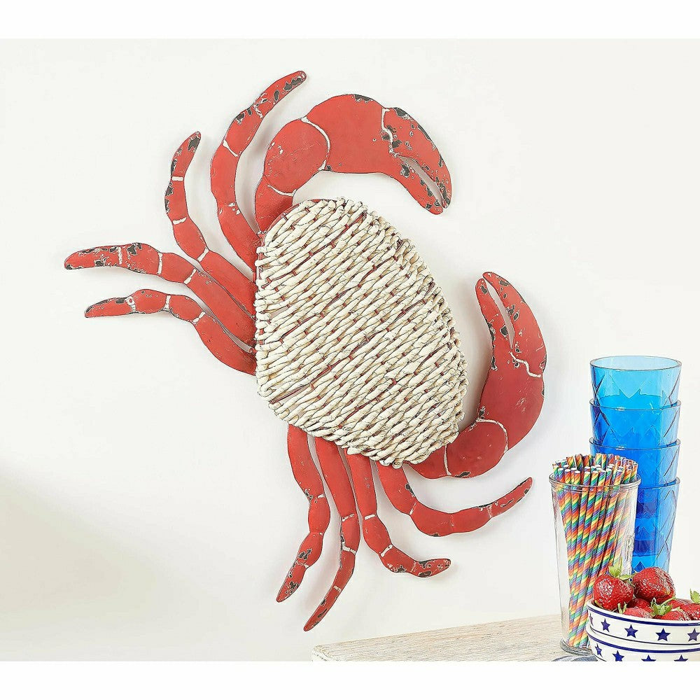 Metal and Rattan Crab Wall Décor | Plow & Hearth