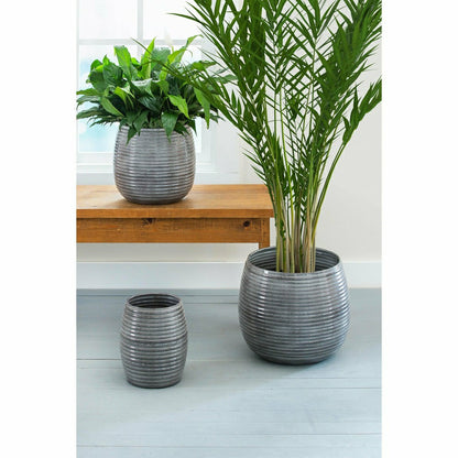 Metal Ribbed Planters, Set of 3 | Plow & Hearth