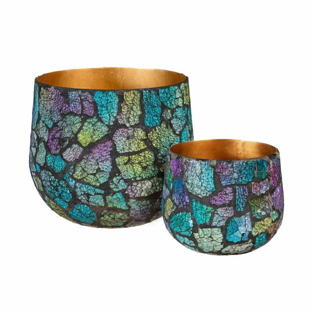 Garden of Wonder Planter, Mosaic Glass, Nested Set of 2 | Plow & Hearth