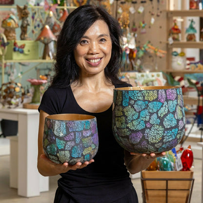 Garden of Wonder Planter, Mosaic Glass, Nested Set of 2 | Plow & Hearth
