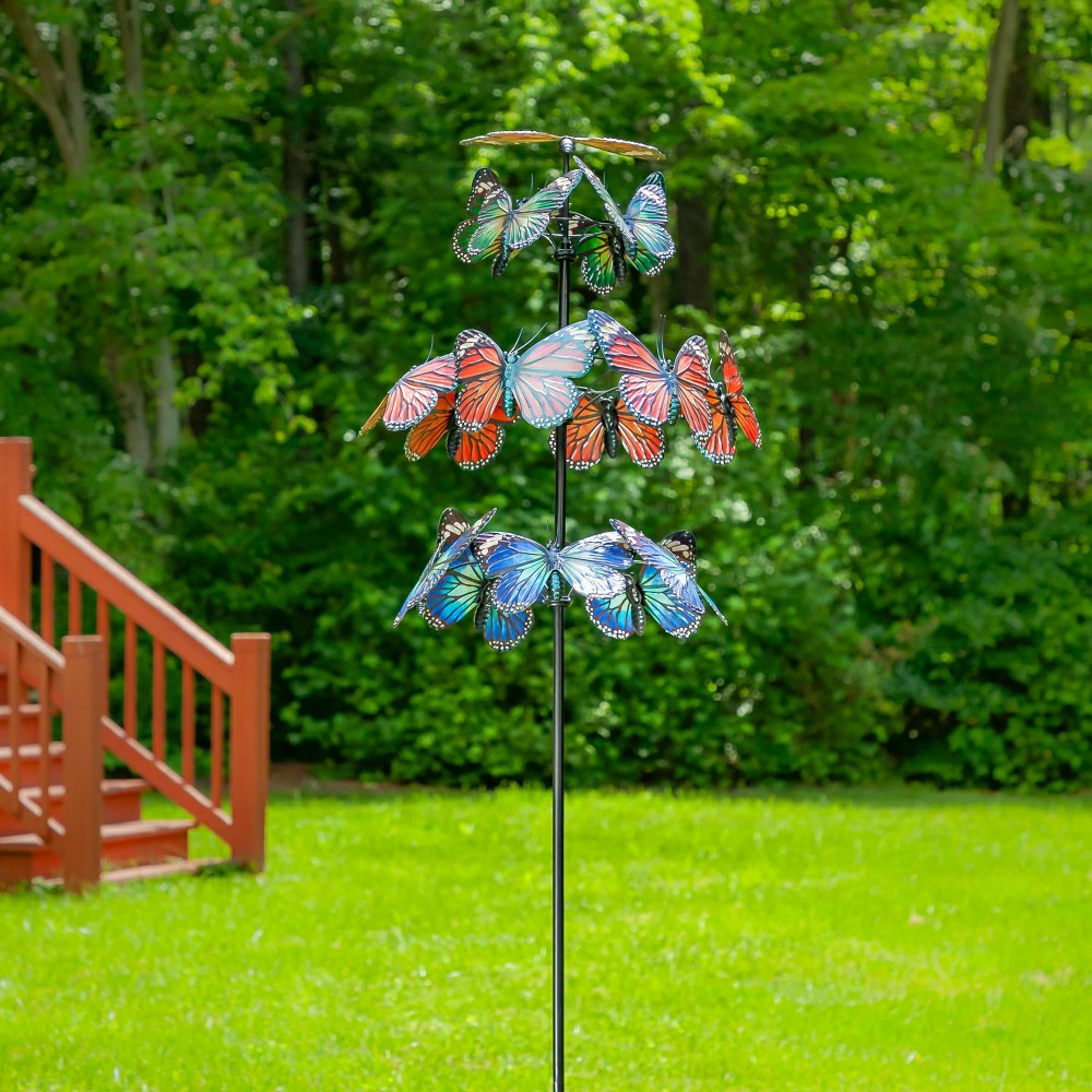 Metal Butterfly Wind Spinner, 85"H | Plow & Hearth