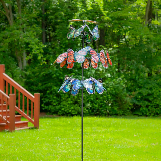 Metal Butterfly Wind Spinner, 85"H | Plow & Hearth