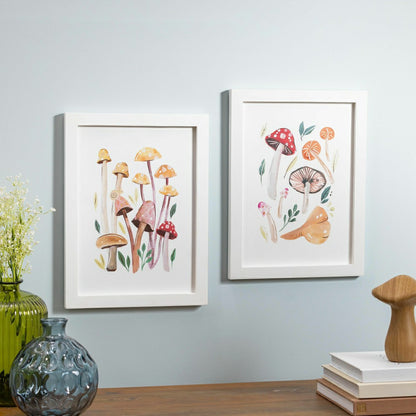 Mushroom Wall Décor with Frame, Set of 2, 12" L x 16" H | Plow & Hearth