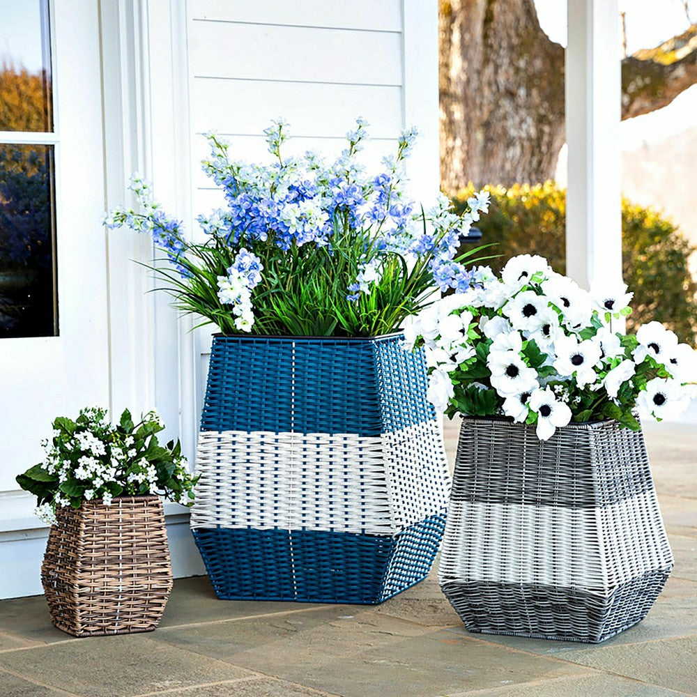 Indoor/Outdoor Coastal Wicker Planters, Set of 3 | Plow & Hearth