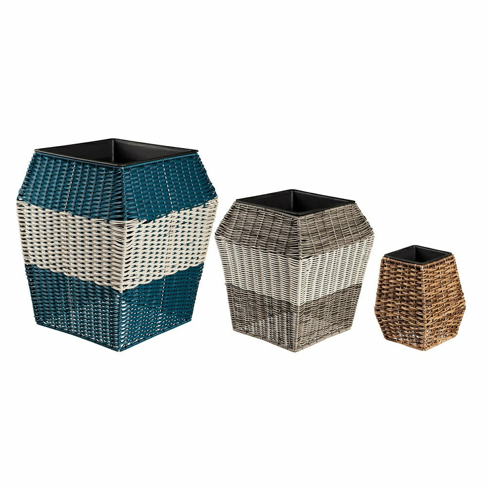 Indoor/Outdoor Coastal Wicker Planters, Set of 3 | Plow & Hearth