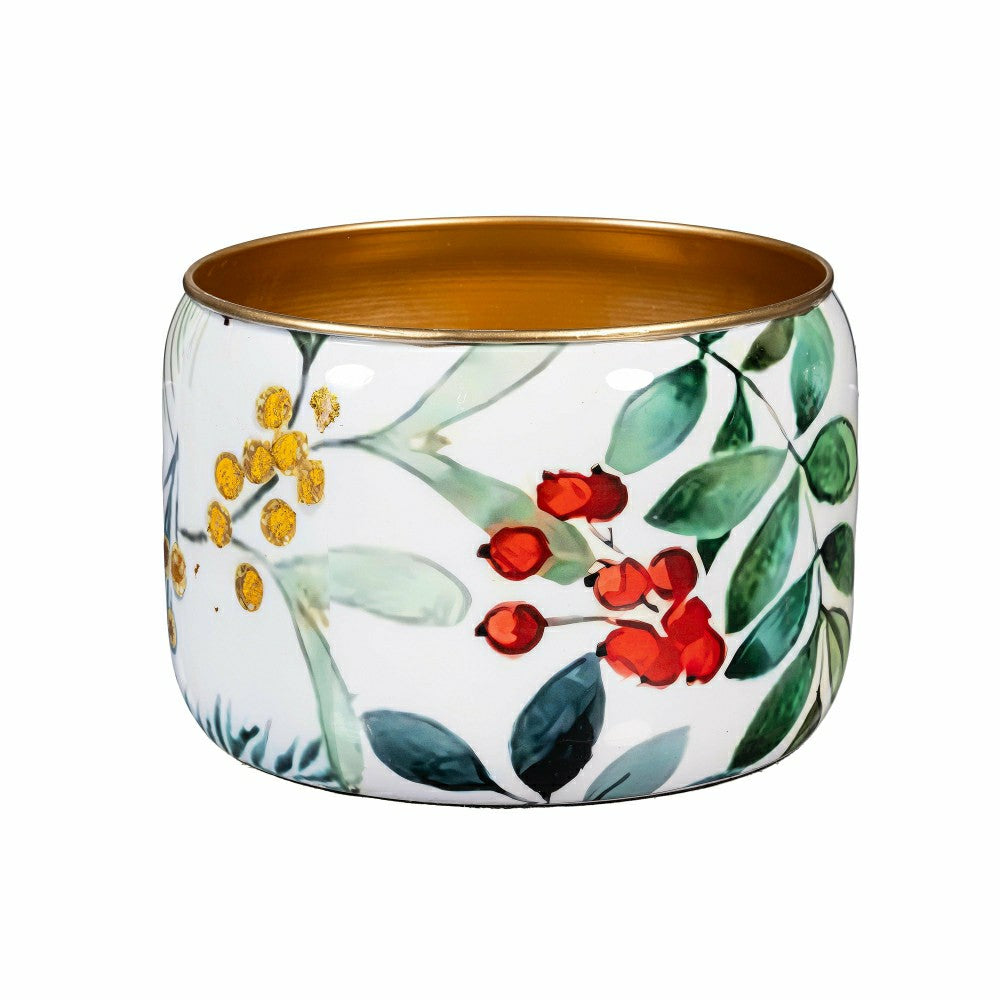 VivaStyle Planter, Metal Printed Planters, Festive Foliage, 8"H, Set o | Plow & Hearth