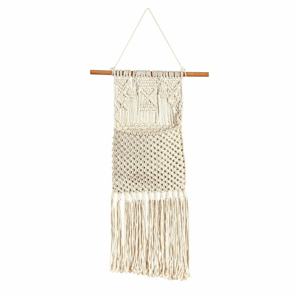 Macrame Wall Pocket Plant Cover, Natural | Plow & Hearth