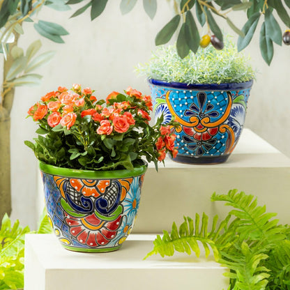Set of 2 Classic Talavera Planters | Plow & Hearth