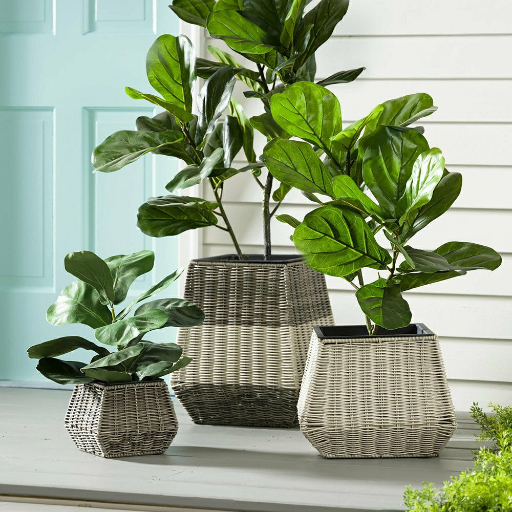 Indoor/Outdoor Wicker Planters, Set of 3 | Plow & Hearth