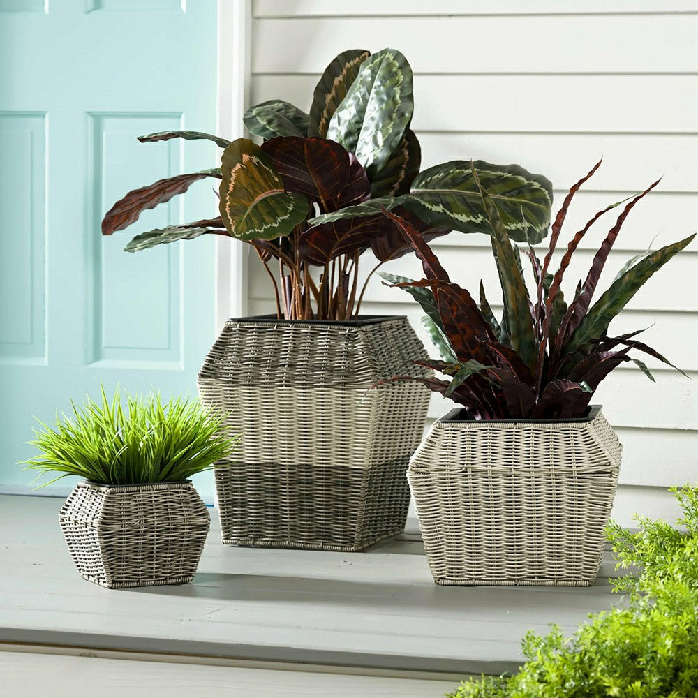 Indoor/Outdoor Wicker Planters, Set of 3 | Plow & Hearth