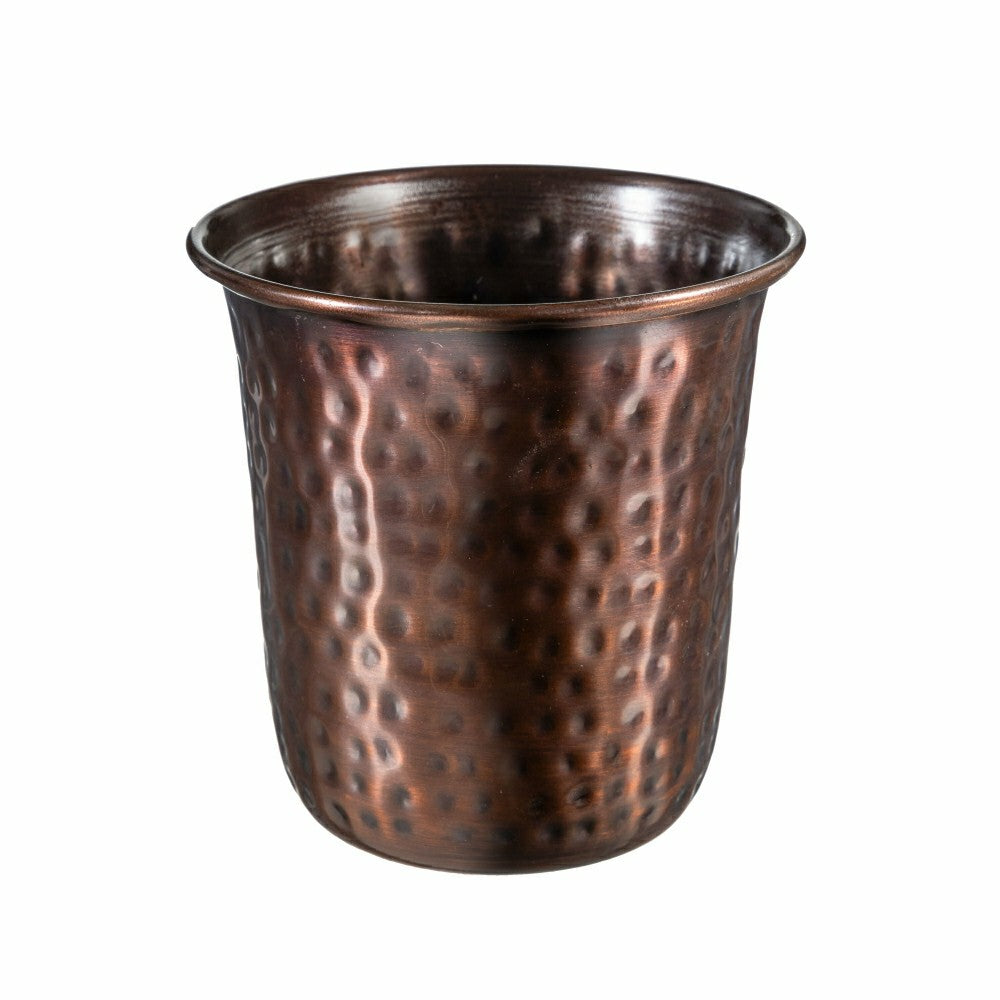 Petal and Plow Planter, Hammered Metal Planter on Oval Tray, Set of 3 with Metal Tray | Plow & Hearth
