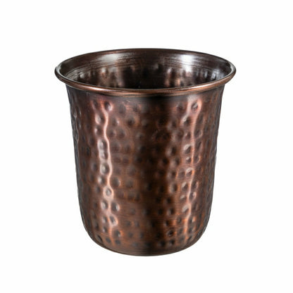 Petal and Plow Planter, Hammered Metal Planter on Oval Tray, Set of 3 with Metal Tray | Plow & Hearth