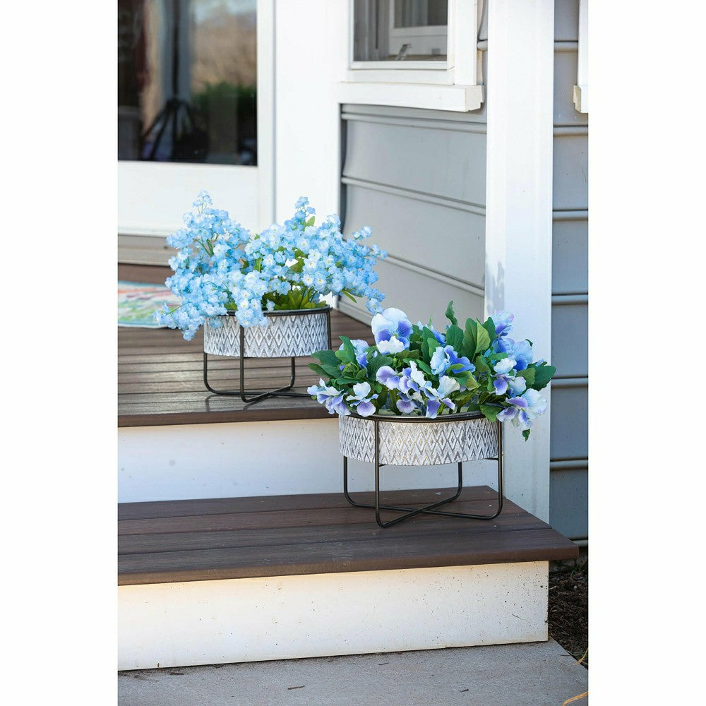 Embossed Metal Planters, Set of 2 | Plow & Hearth
