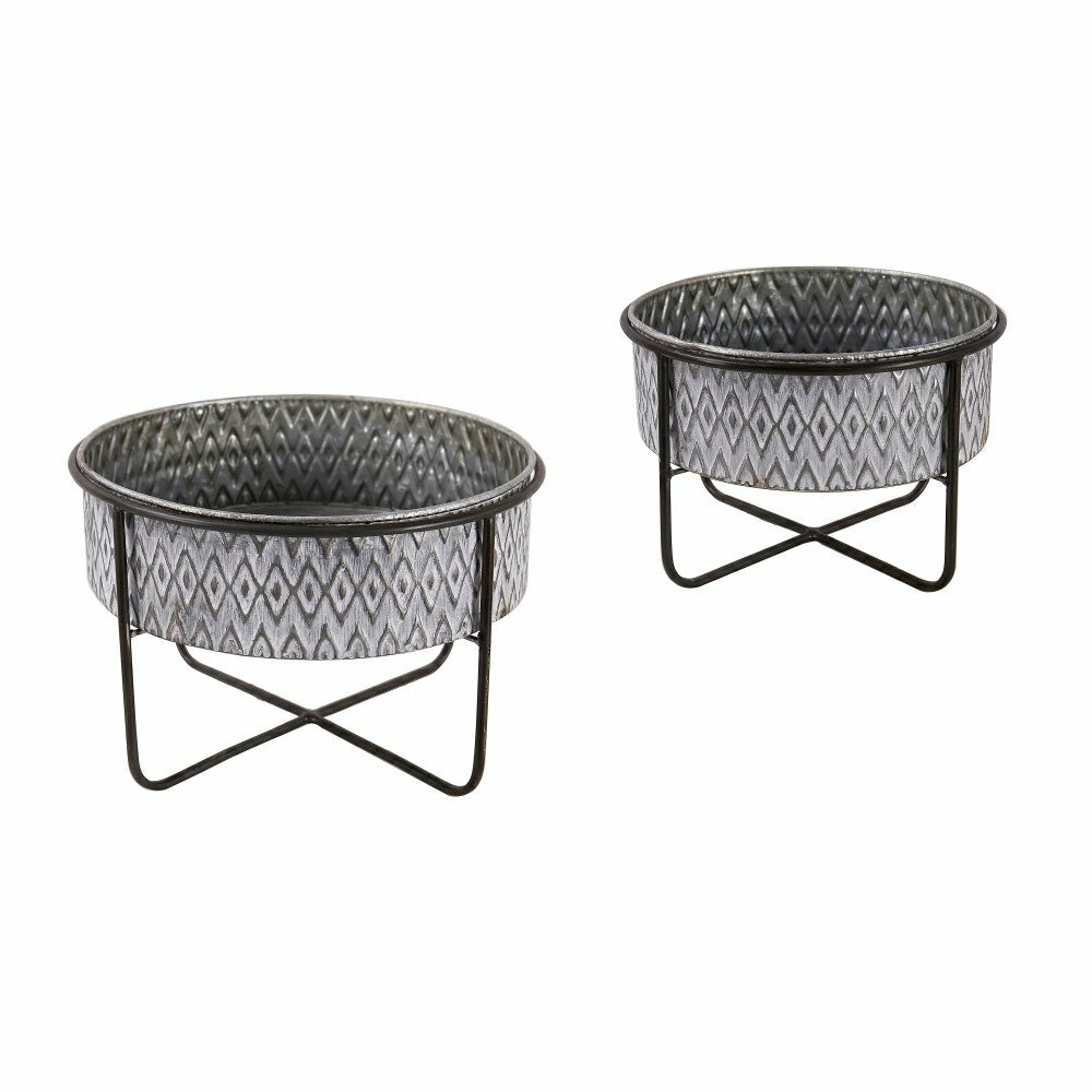 Embossed Metal Planters, Set of 2 | Plow & Hearth