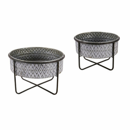 Embossed Metal Planters, Set of 2 | Plow & Hearth