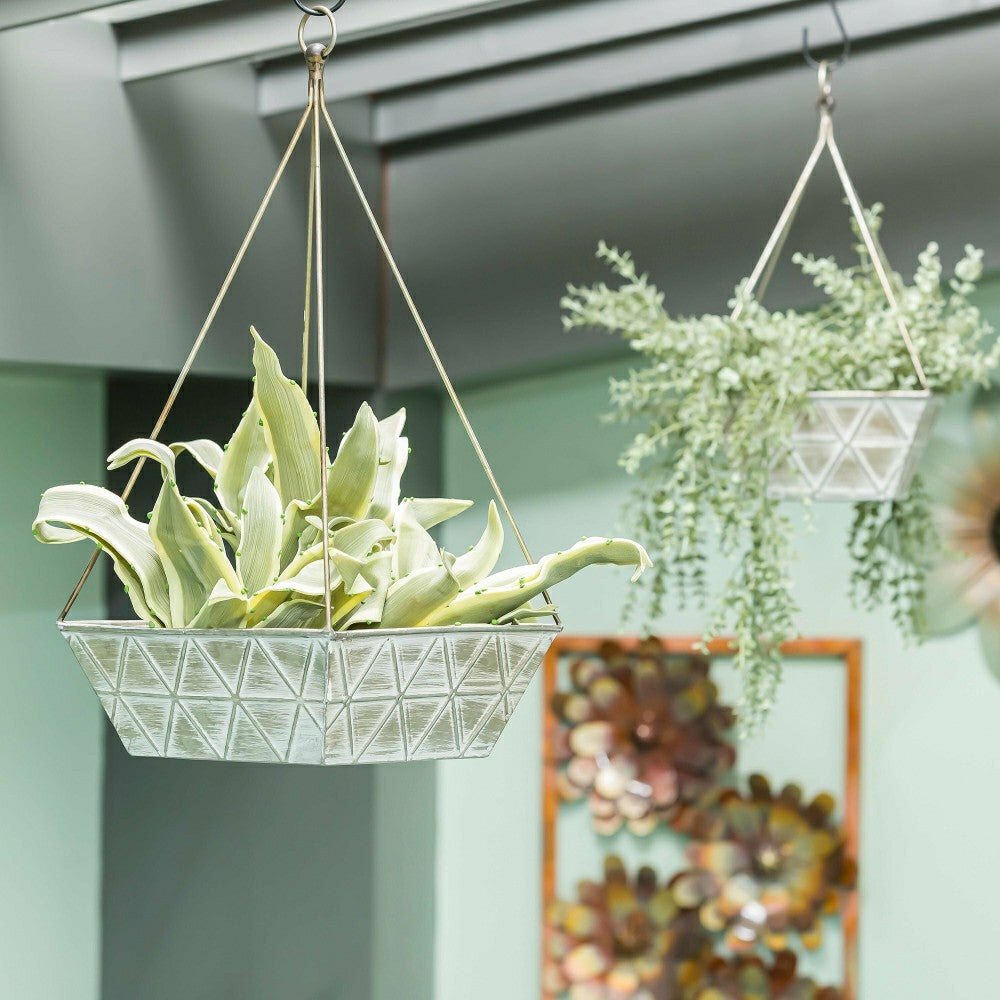 Petal & Plow Planters, Metal, Geometric Embossed Planters, Nested Set  | Plow & Hearth