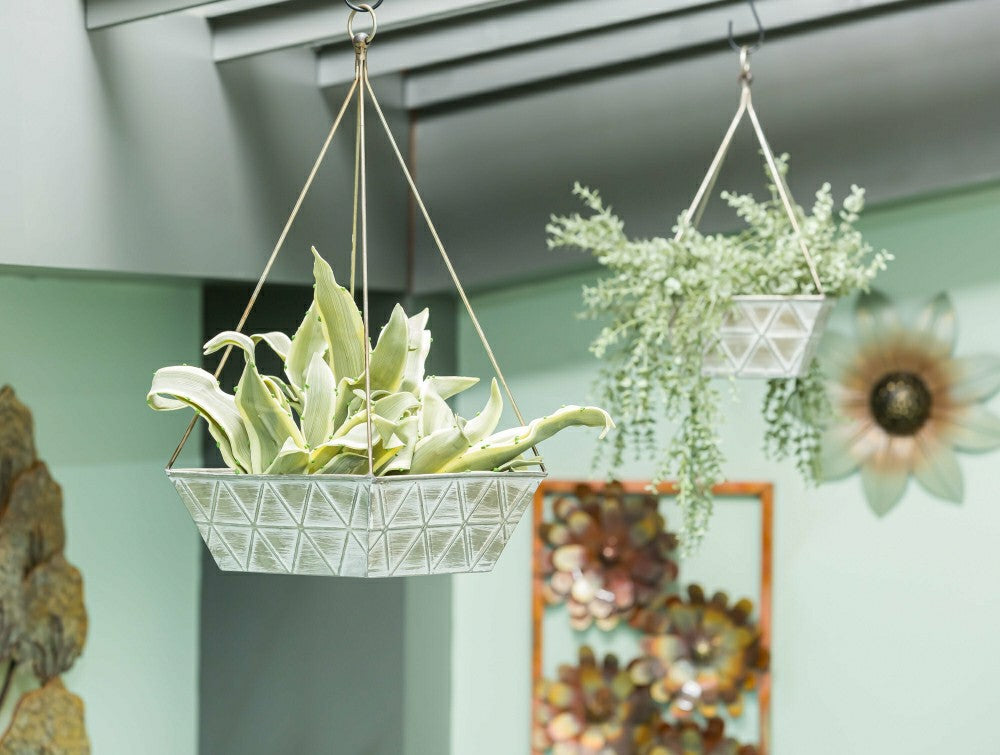 Petal & Plow Planters, Metal, Geometric Embossed Planters, Nested Set  | Plow & Hearth