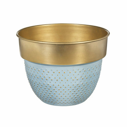 Blue Coastal, Metal Planter with Raised Dots, Nested Set/2 | Plow & Hearth