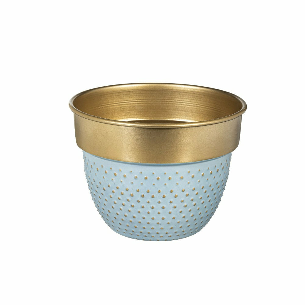 Blue Coastal, Metal Planter with Raised Dots, Nested Set/2 | Plow & Hearth