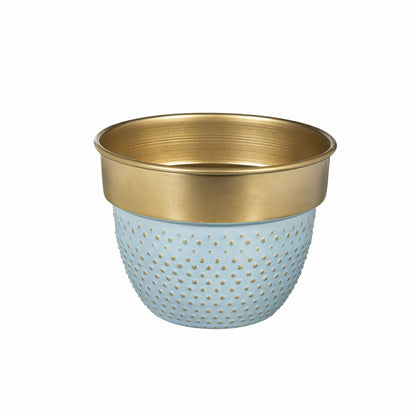 Blue Coastal, Metal Planter with Raised Dots, Nested Set/2 | Plow & Hearth
