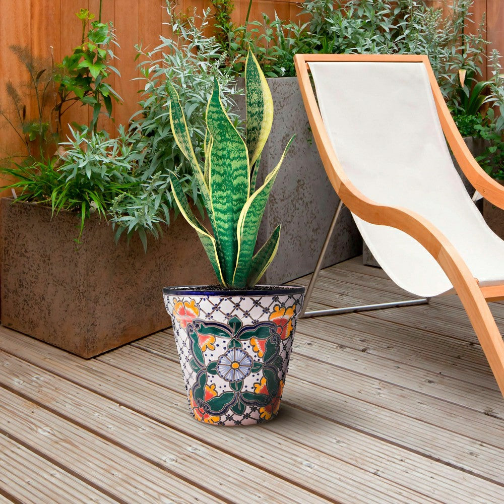 White Talavera Planter, Medium | Plow & Hearth