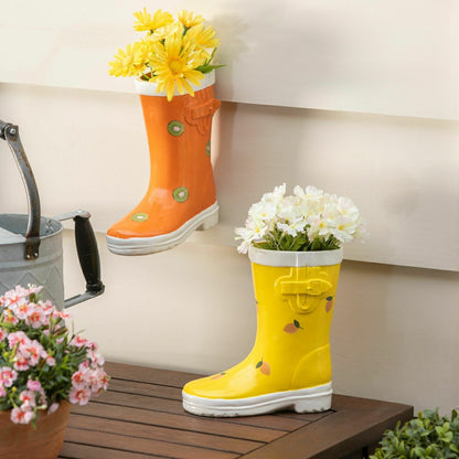 Multi-Color Fun Fruits Rain Boot Planter, Set of 2 | Plow & Hearth