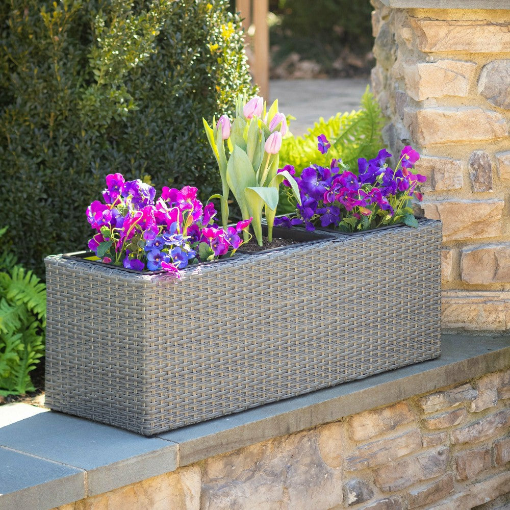Resin Planter with 3 Dividers and 3 Plastic Pots | Plow & Hearth
