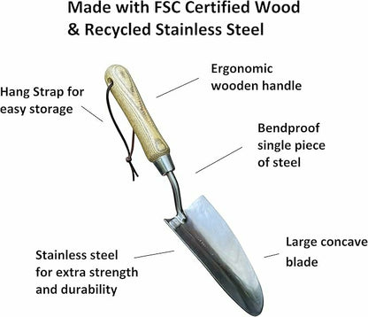 Garden Planting Set - Includes Classic Trowel, Transplanter, Bulb Plan | Plow & Hearth