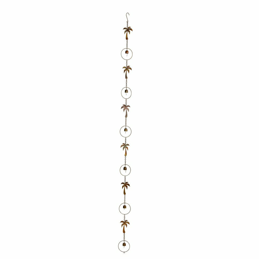 Palm Beach Rain Chain, Metal, Palm Tree and Bell, 72" | Plow & Hearth