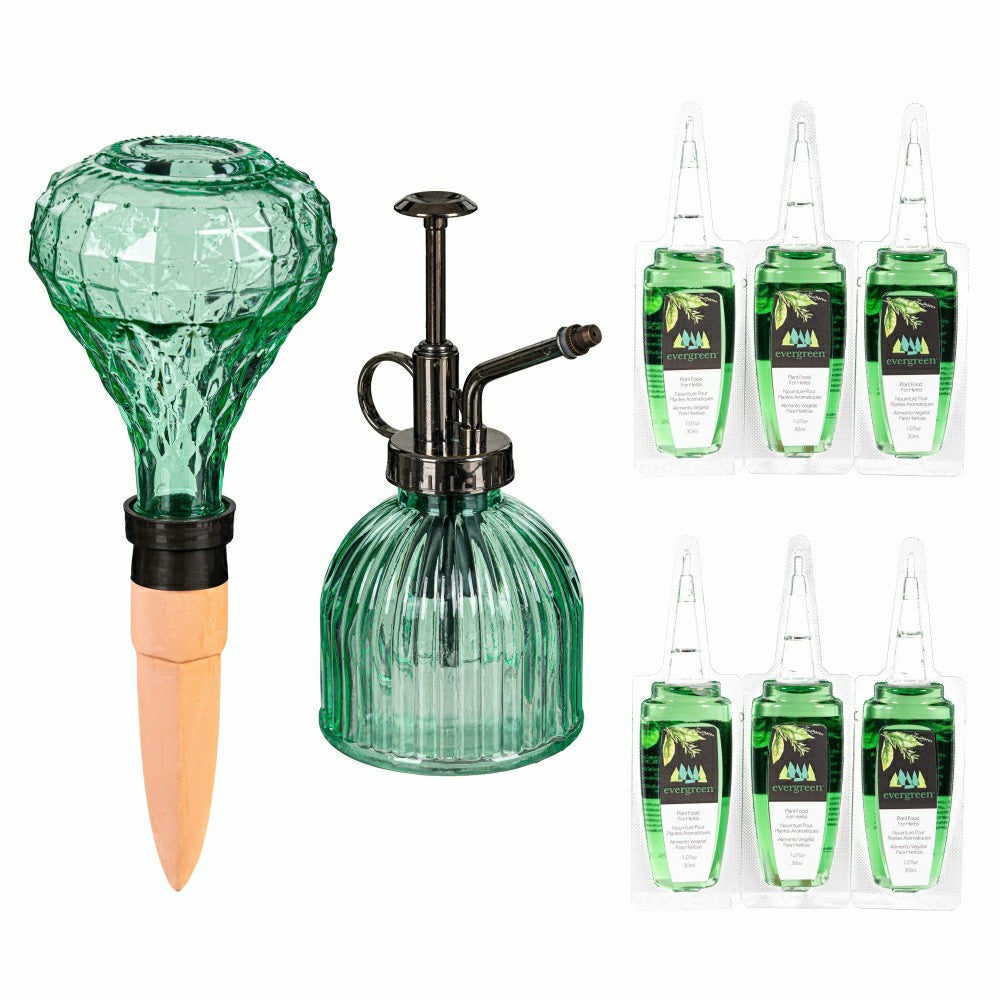 Glass Watering Set, including One Mister, One Watering Globe and 6 Pla | Plow & Hearth