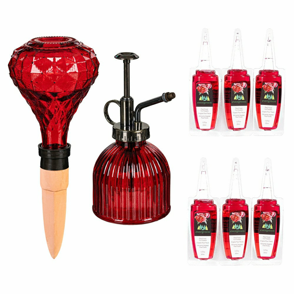 Glass Watering Set, including One Mister, One Watering Globe and 6 Pla | Plow & Hearth