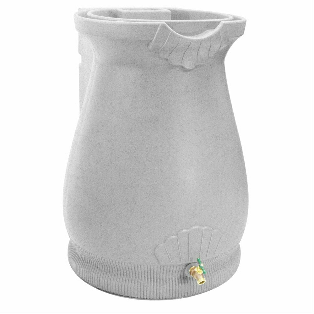 Light Grey Granite 65 Gallon Plastic Urn Rain Barrel with Planter Top | Plow & Hearth