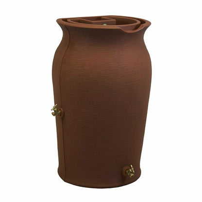 Terra Cotta 50-Gallon Plastic Urn Rain Barrel with Planter Top | Plow & Hearth