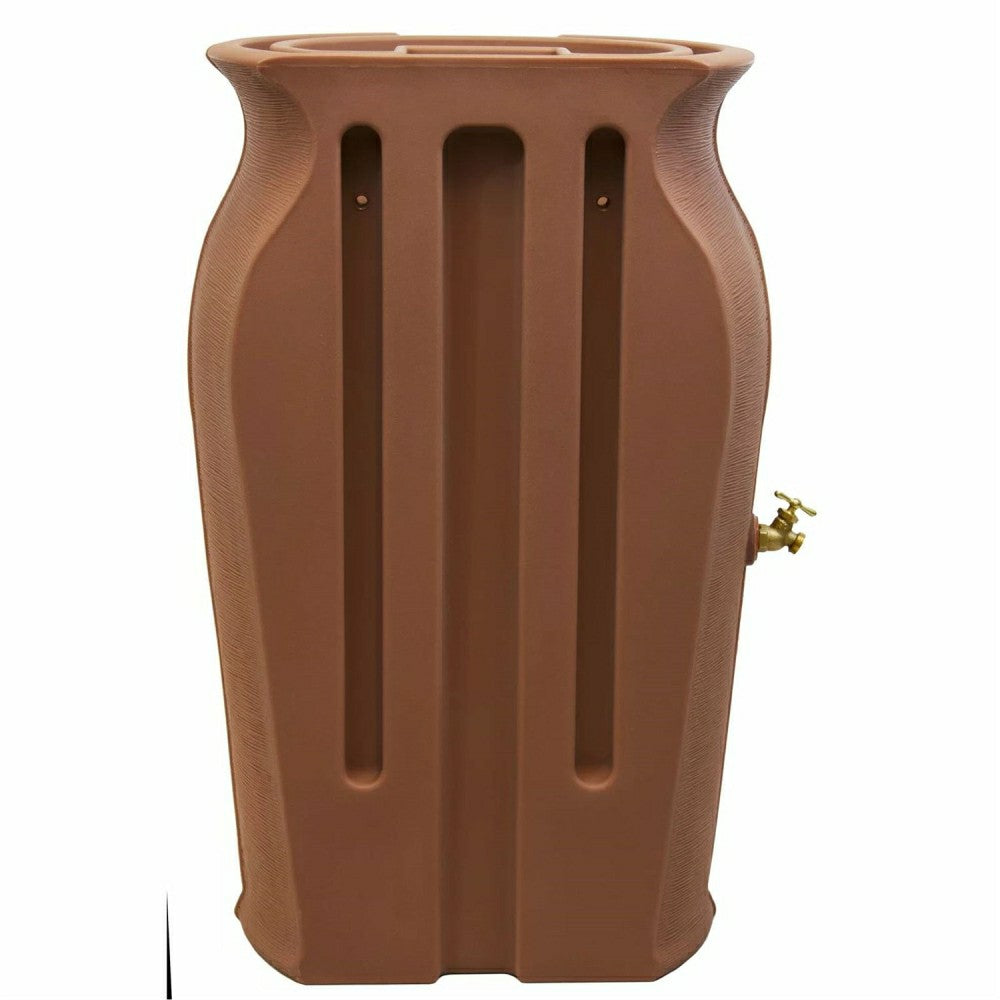 Terra Cotta 50-Gallon Plastic Urn Rain Barrel with Planter Top | Plow & Hearth