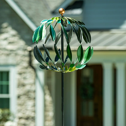 Metal Wind Spinner, Blue Butterfly & Flowers, 74"H | Plow & Hearth