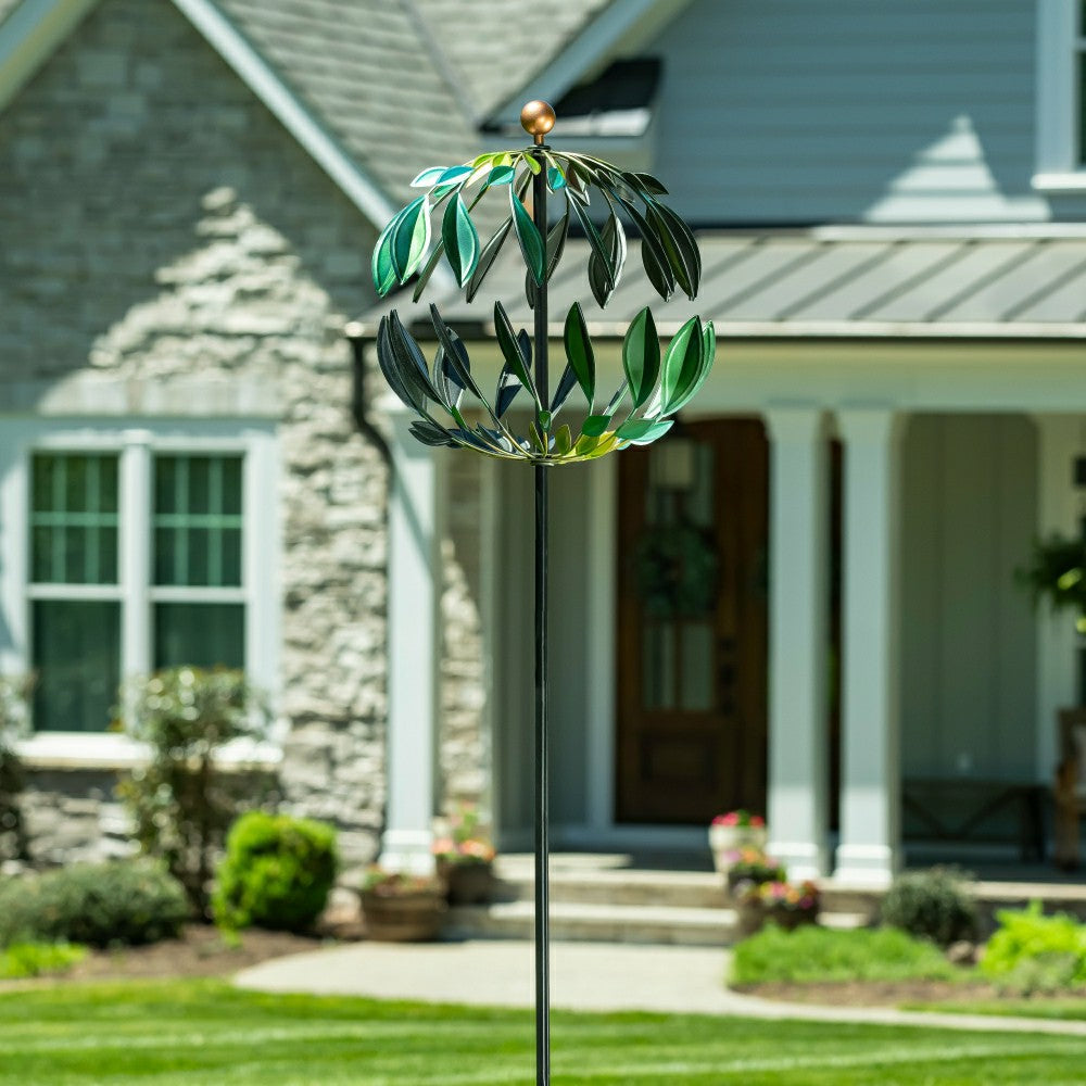 Metal Wind Spinner, Blue Butterfly & Flowers, 74"H | Plow & Hearth