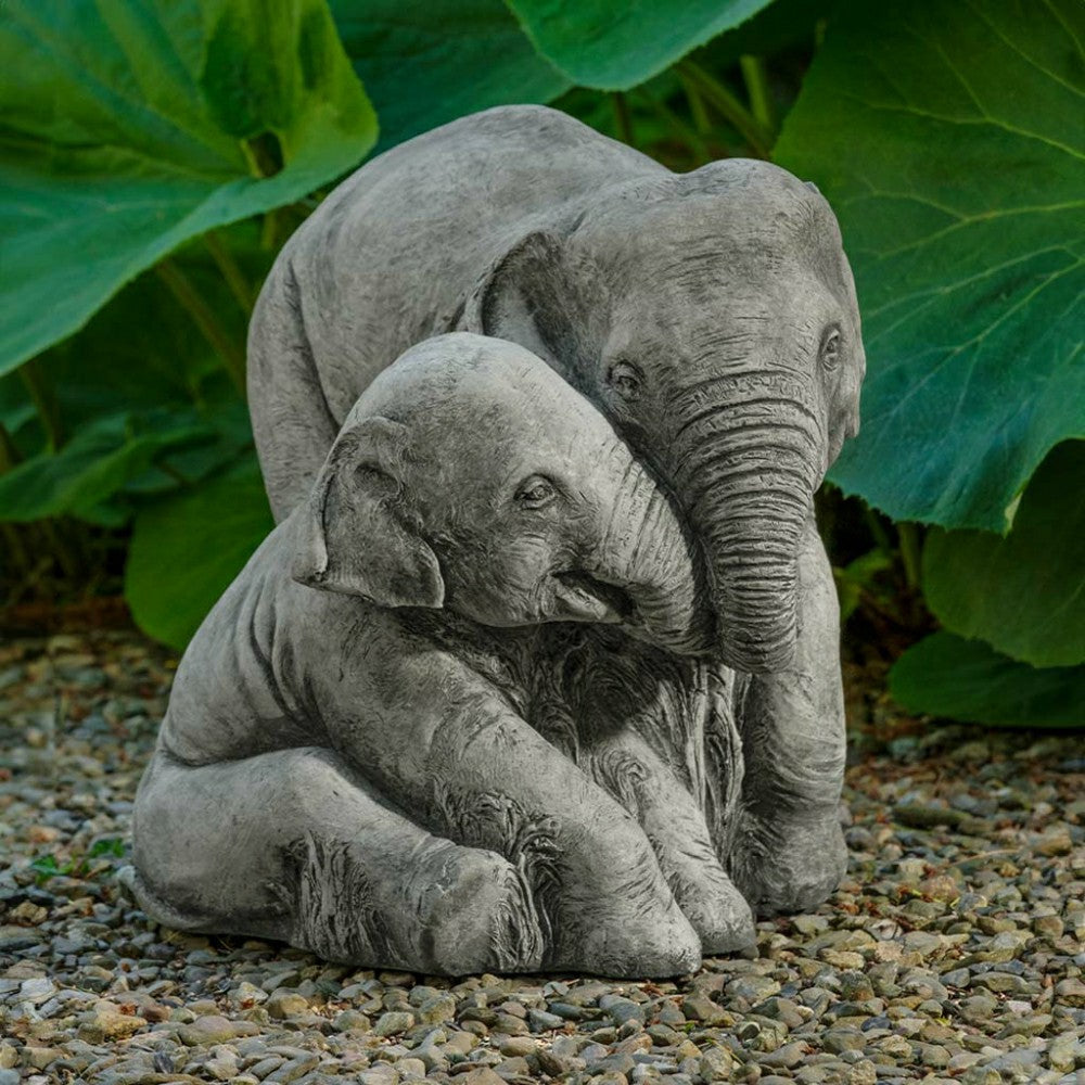 Mama and Baby Elephant Garden Statue | Plow & Hearth