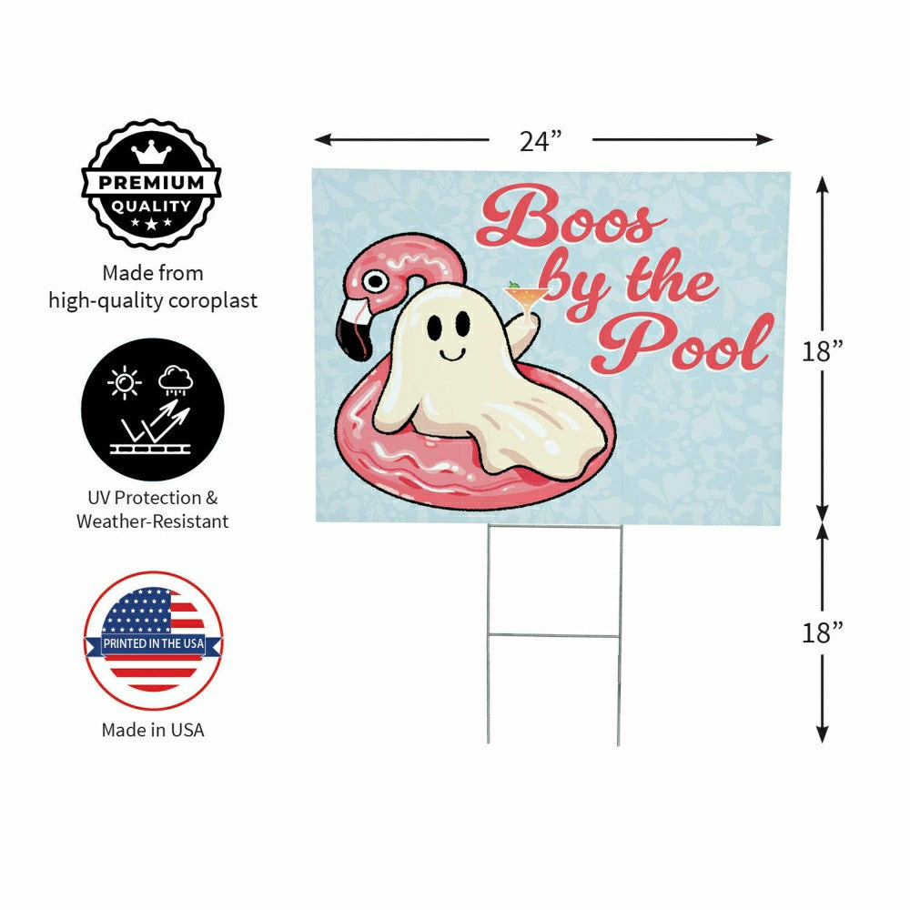 Summerween Boos by the Pool Yard Sign, 24"x18" | Plow & Hearth