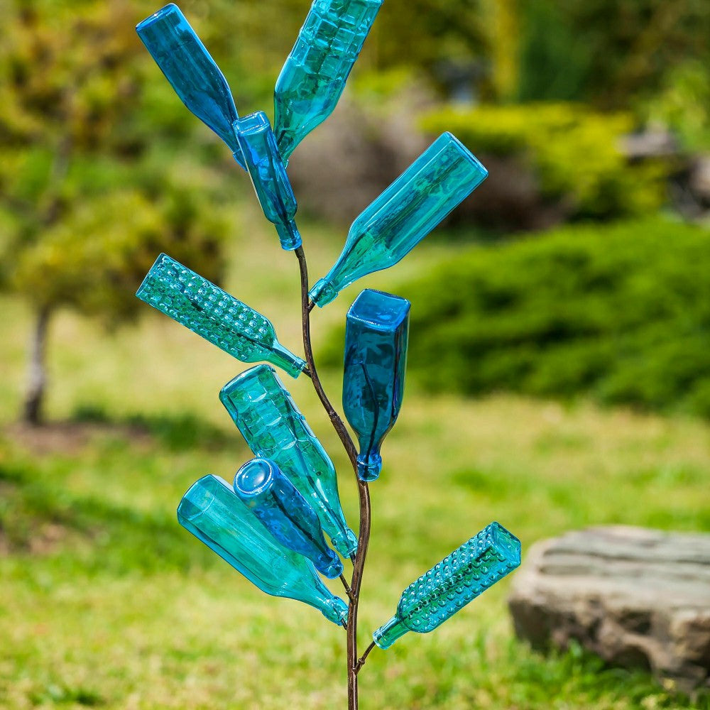 Set of 5 Blue Glass Bottles for Outdoor Bottle Tree | Plow & Hearth