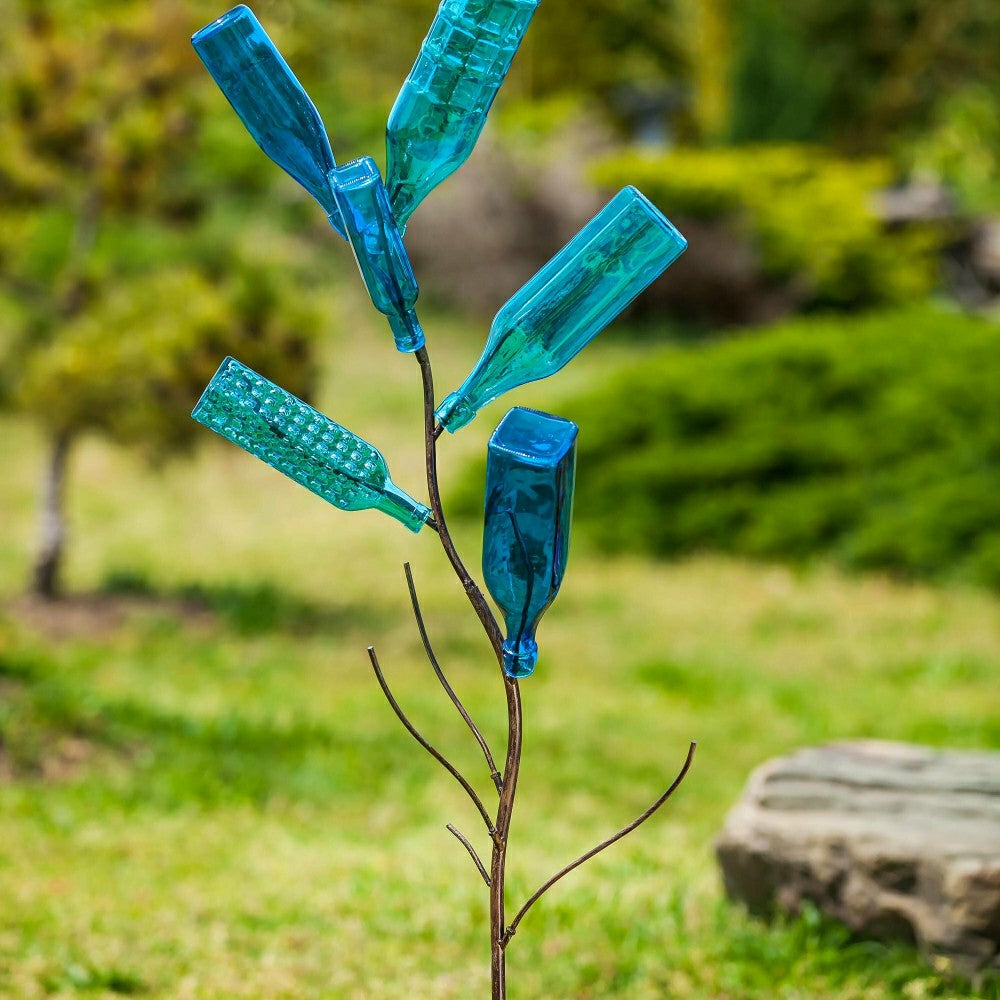 Set of 5 Blue Glass Bottles for Outdoor Bottle Tree | Plow & Hearth