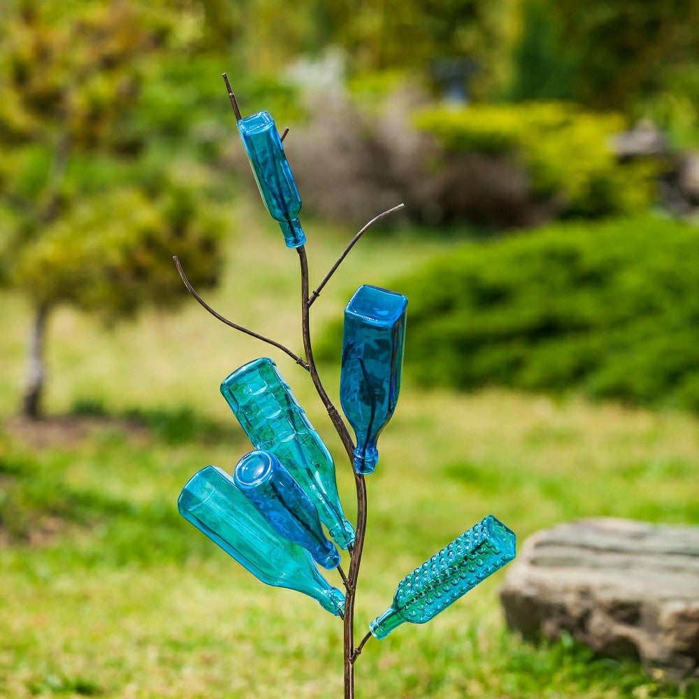 Set of 5 Blue Glass Bottles for Outdoor Bottle Tree | Plow & Hearth