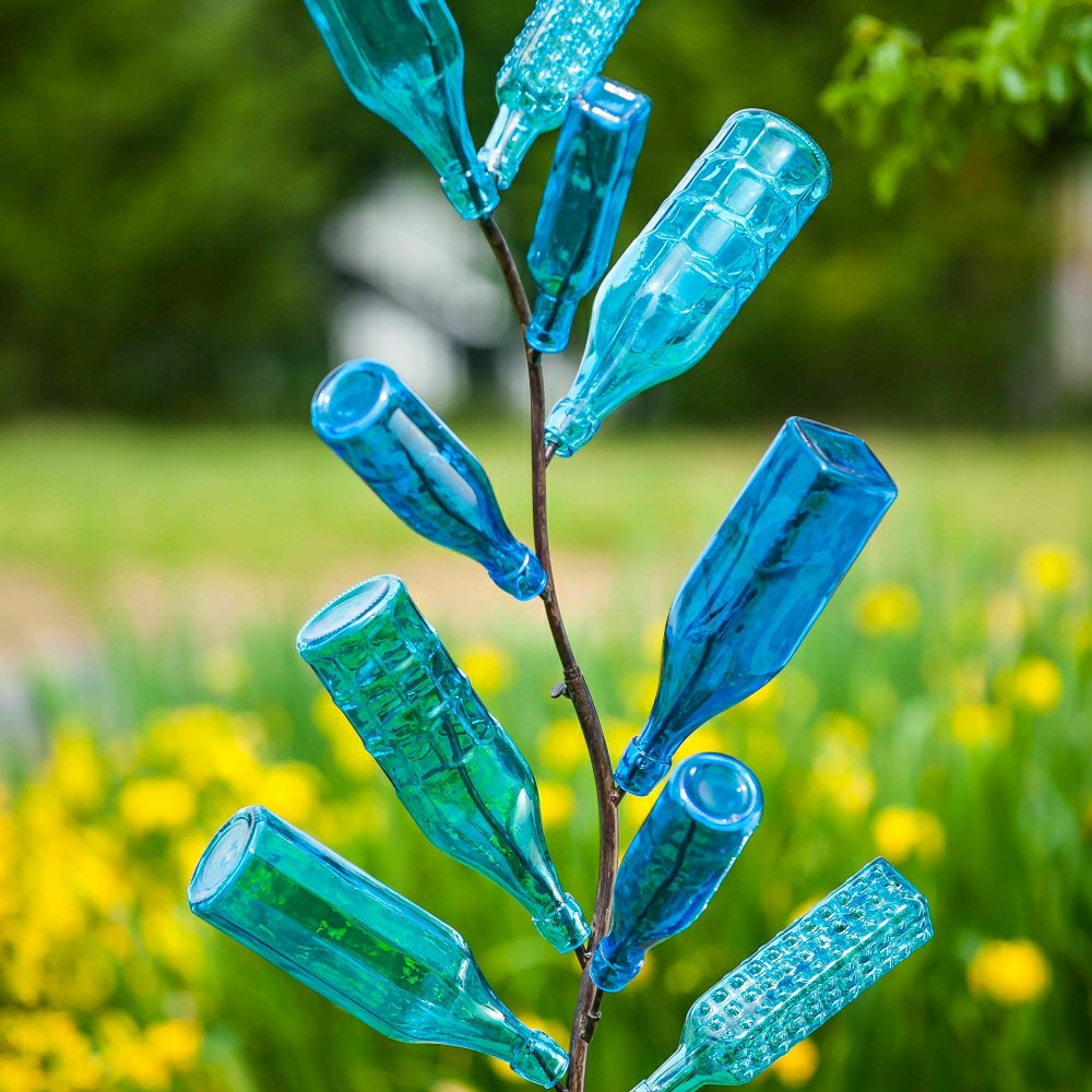Set of 5 Blue Glass Bottles for Outdoor Bottle Tree | Plow & Hearth