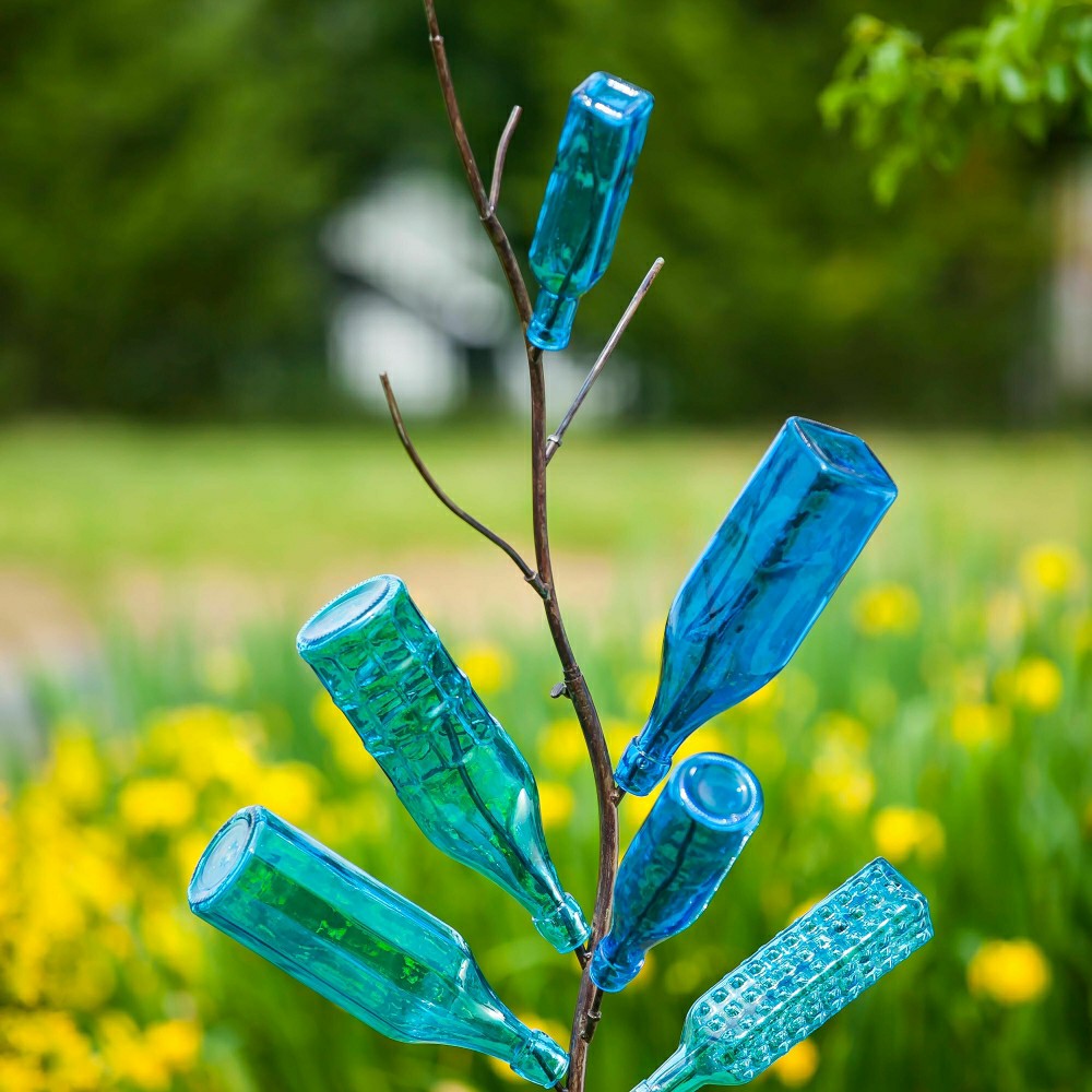 Set of 5 Blue Glass Bottles for Outdoor Bottle Tree | Plow & Hearth