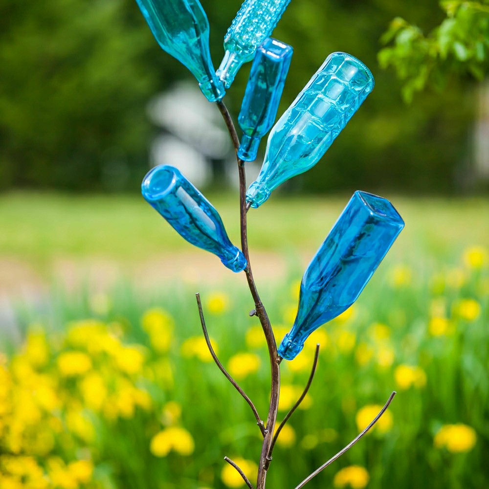 Set of 5 Blue Glass Bottles for Outdoor Bottle Tree | Plow & Hearth