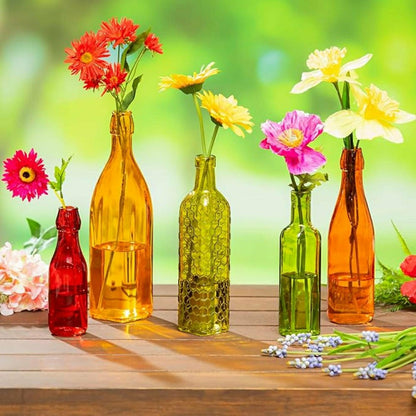 Mixed Colors Glass Bottles for Garden Bottle Tree, Set of 5 | Plow & Hearth