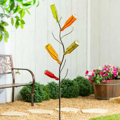 Mixed Colors Glass Bottles for Garden Bottle Tree, Set of 5 | Plow & Hearth