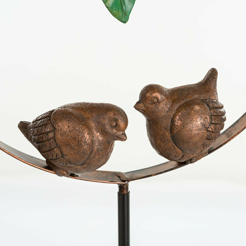 Two Faux Stone Birds in Metal Hoop Decorative Garden Stake | Plow & Hearth