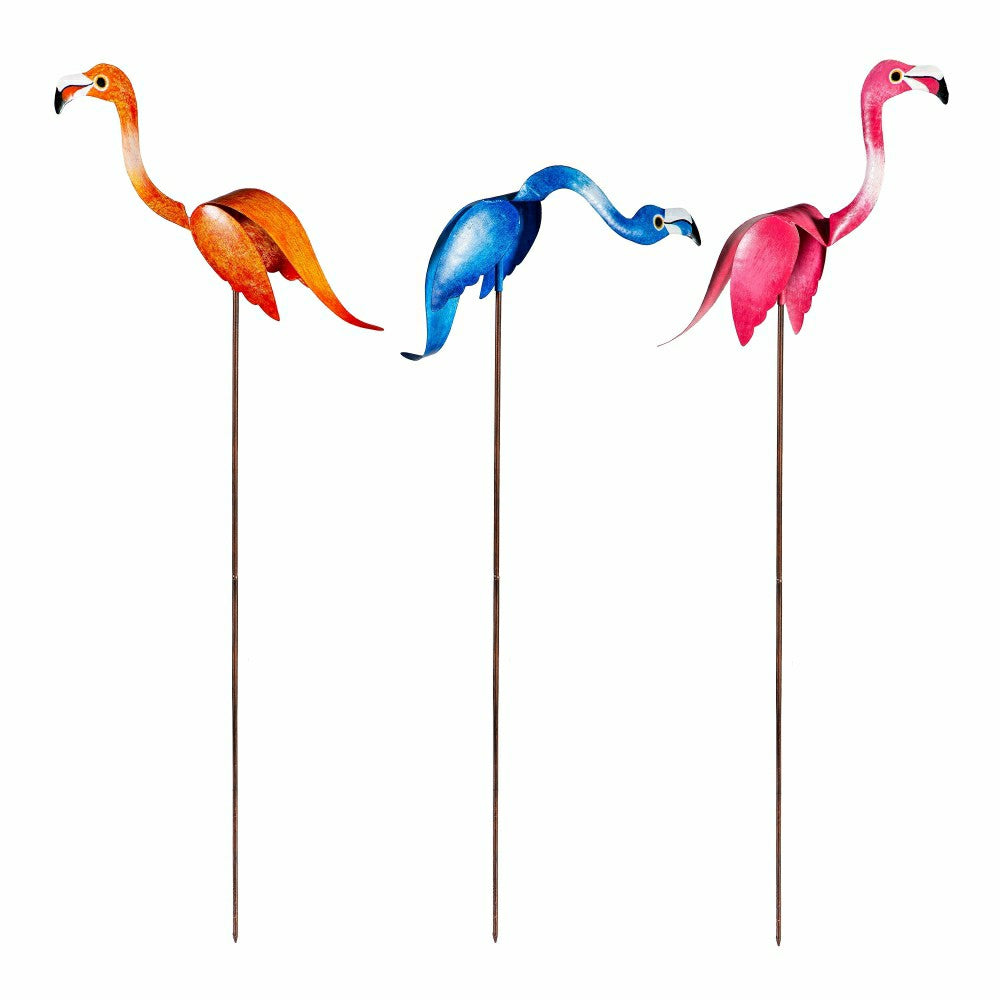 Pink Metal Flamingo Balancer Stake | Plow & Hearth