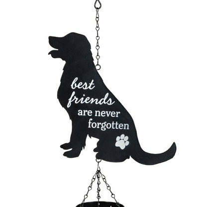 Memorial Decorative Wind Chime, Metal, Lasercut Dog | Plow & Hearth